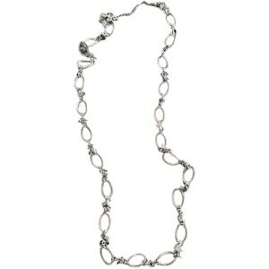 Lia Sophia Circle Chain Long Necklace Silver Formal Casual Everyday Wear